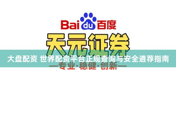 大盘配资 世界配资平台正规查询与安全遴荐指南