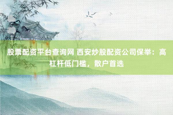 股票配资平台查询网 西安炒股配资公司保举：高杠杆低门槛，散户首选